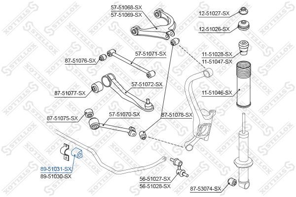 Skersinio stabilizatoriaus įvorių komplektas STELLOX 89-51031-SX