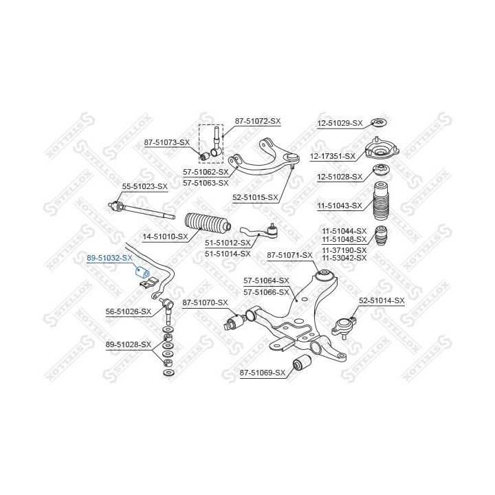 Skersinio stabilizatoriaus įvorių komplektas STELLOX 89-51032-SX