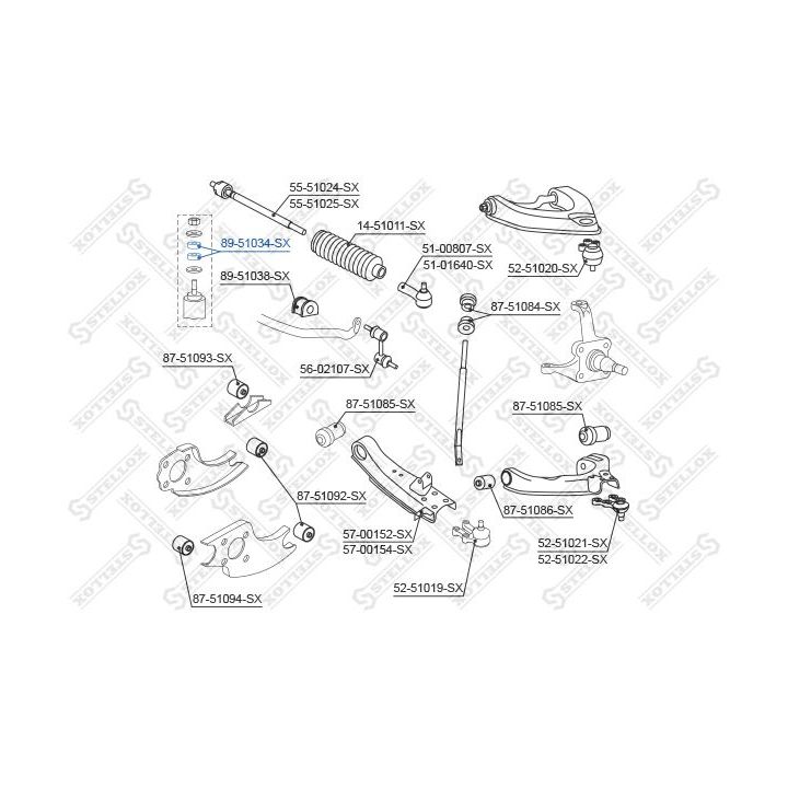Skersinio stabilizatoriaus įvorių komplektas STELLOX 89-51034-SX