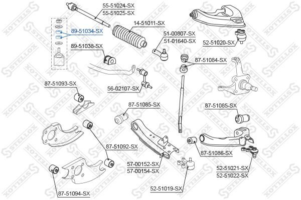 Skersinio stabilizatoriaus įvorių komplektas STELLOX 89-51034-SX