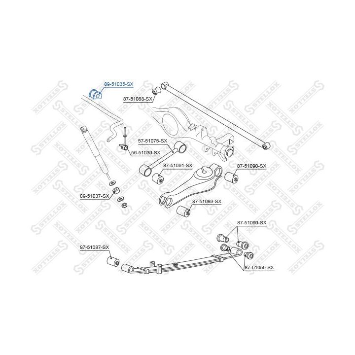 Skersinio stabilizatoriaus įvorių komplektas STELLOX 89-51035-SX