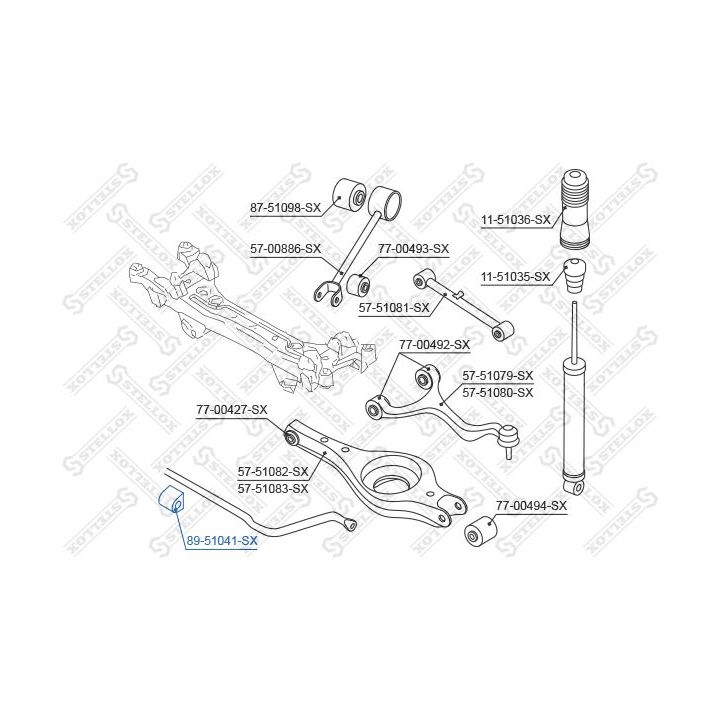 Skersinio stabilizatoriaus įvorių komplektas STELLOX 89-51041-SX