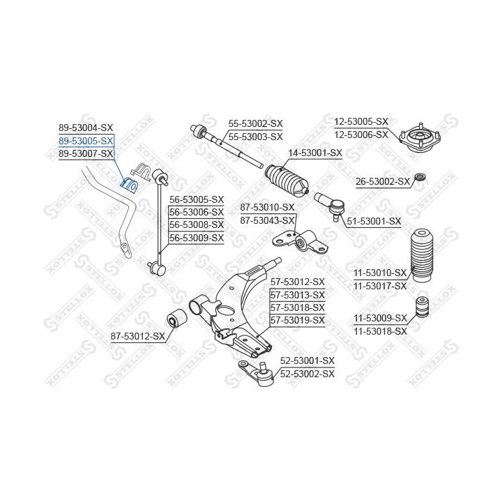 Skersinio stabilizatoriaus įvorių komplektas STELLOX 89-53005-SX