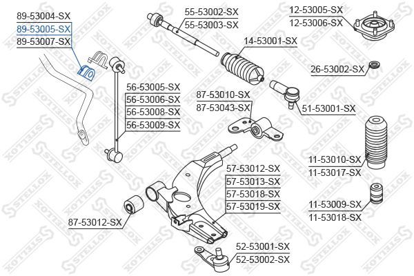 Skersinio stabilizatoriaus įvorių komplektas STELLOX 89-53005-SX