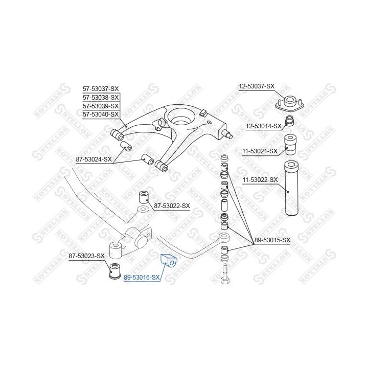 Skersinio stabilizatoriaus įvorių komplektas STELLOX 89-53016-SX