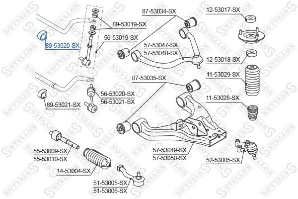 Skersinio stabilizatoriaus įvorių komplektas STELLOX 89-53020-SX