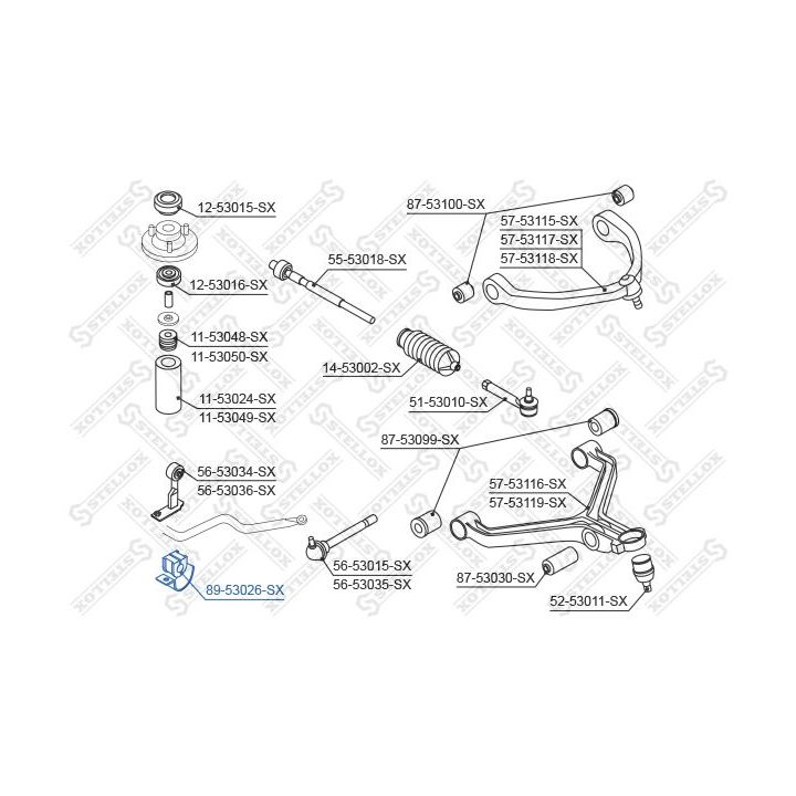 Skersinio stabilizatoriaus įvorių komplektas STELLOX 89-53026-SX