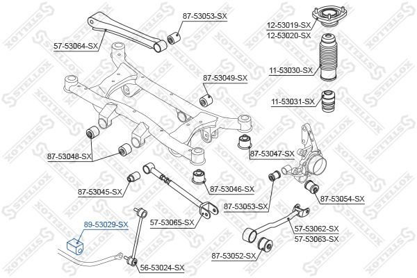 Skersinio stabilizatoriaus įvorių komplektas STELLOX 89-53029-SX
