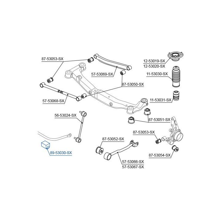 Skersinio stabilizatoriaus įvorių komplektas STELLOX 89-53030-SX