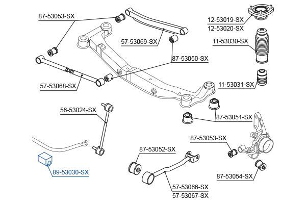 Skersinio stabilizatoriaus įvorių komplektas STELLOX 89-53030-SX