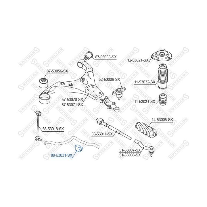 Skersinio stabilizatoriaus įvorių komplektas STELLOX 89-53031-SX