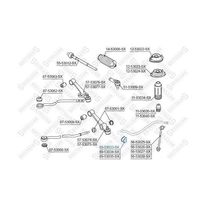 Skersinio stabilizatoriaus įvorių komplektas STELLOX 89-53033-SX