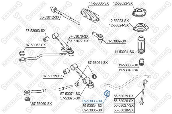 Skersinio stabilizatoriaus įvorių komplektas STELLOX 89-53033-SX