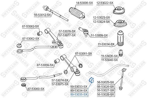 Skersinio stabilizatoriaus įvorių komplektas STELLOX 89-53035-SX