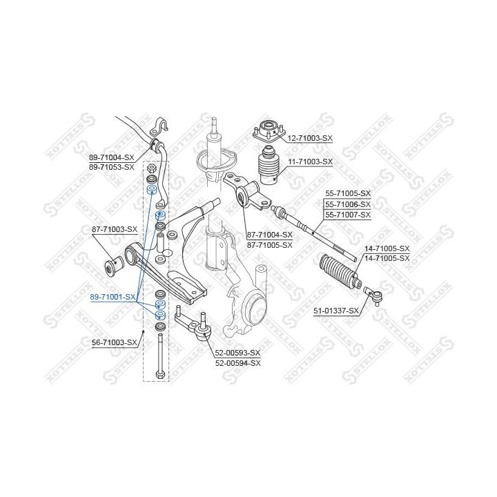 Skersinio stabilizatoriaus įvorių komplektas STELLOX 89-71001-SX