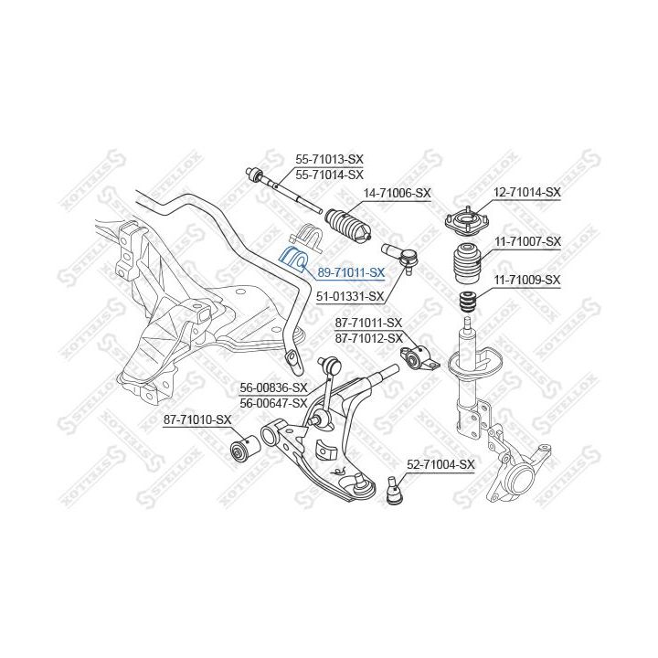 Skersinio stabilizatoriaus įvorių komplektas STELLOX 89-71011-SX