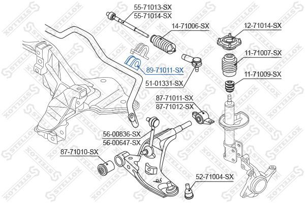 Skersinio stabilizatoriaus įvorių komplektas STELLOX 89-71011-SX
