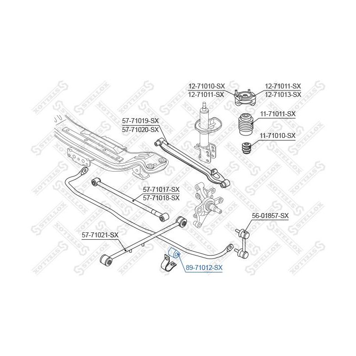 Skersinio stabilizatoriaus įvorių komplektas STELLOX 89-71012-SX