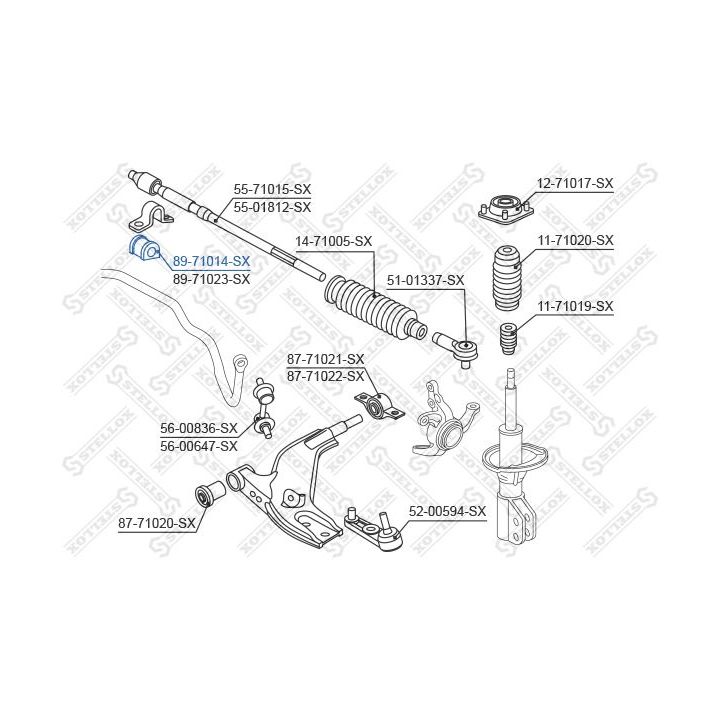 Skersinio stabilizatoriaus įvorių komplektas STELLOX 89-71014-SX