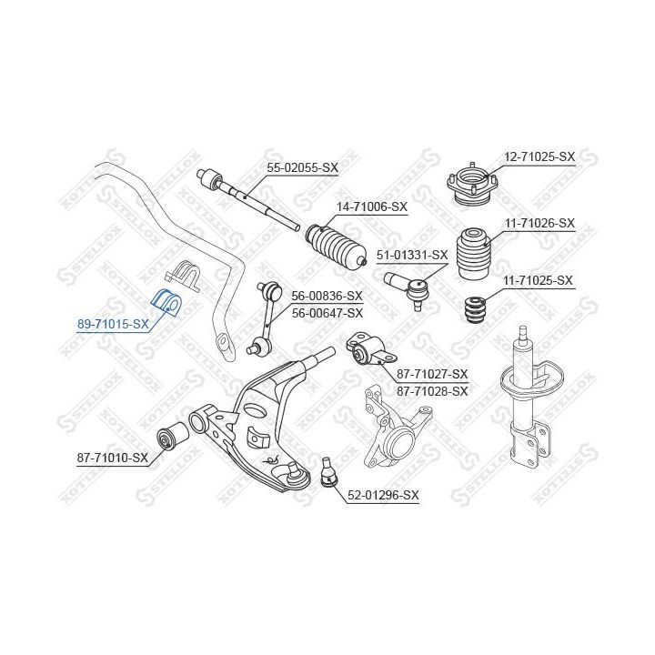 Skersinio stabilizatoriaus įvorių komplektas STELLOX 89-71015-SX