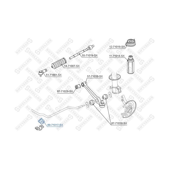 Skersinio stabilizatoriaus įvorių komplektas STELLOX 89-71017-SX
