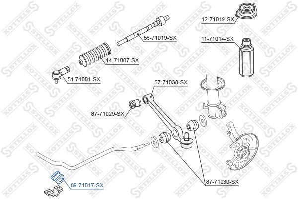 Skersinio stabilizatoriaus įvorių komplektas STELLOX 89-71017-SX