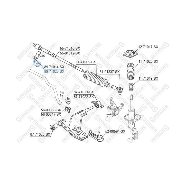 Skersinio stabilizatoriaus įvorių komplektas STELLOX 89-71023-SX