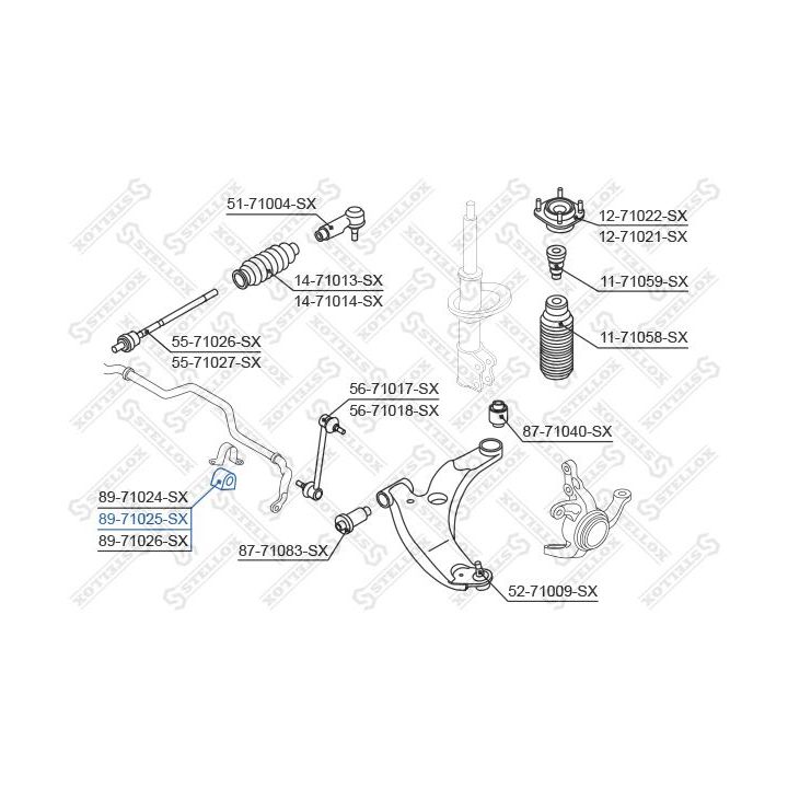 Skersinio stabilizatoriaus įvorių komplektas STELLOX 89-71025-SX