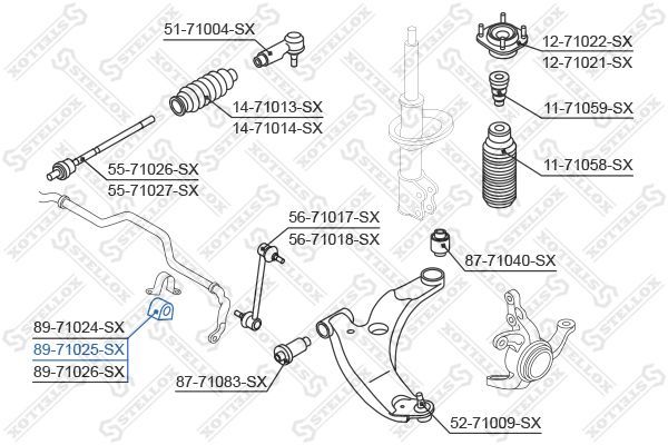 Skersinio stabilizatoriaus įvorių komplektas STELLOX 89-71025-SX