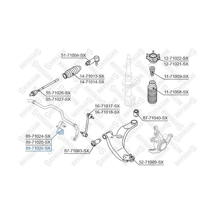 Skersinio stabilizatoriaus įvorių komplektas STELLOX 89-71026-SX