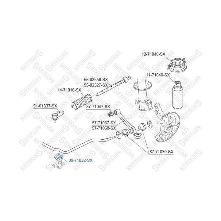 Skersinio stabilizatoriaus įvorių komplektas STELLOX 89-71032-SX