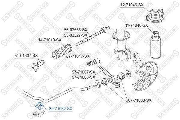 Skersinio stabilizatoriaus įvorių komplektas STELLOX 89-71032-SX