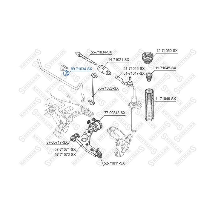 Skersinio stabilizatoriaus įvorių komplektas STELLOX 89-71034-SX