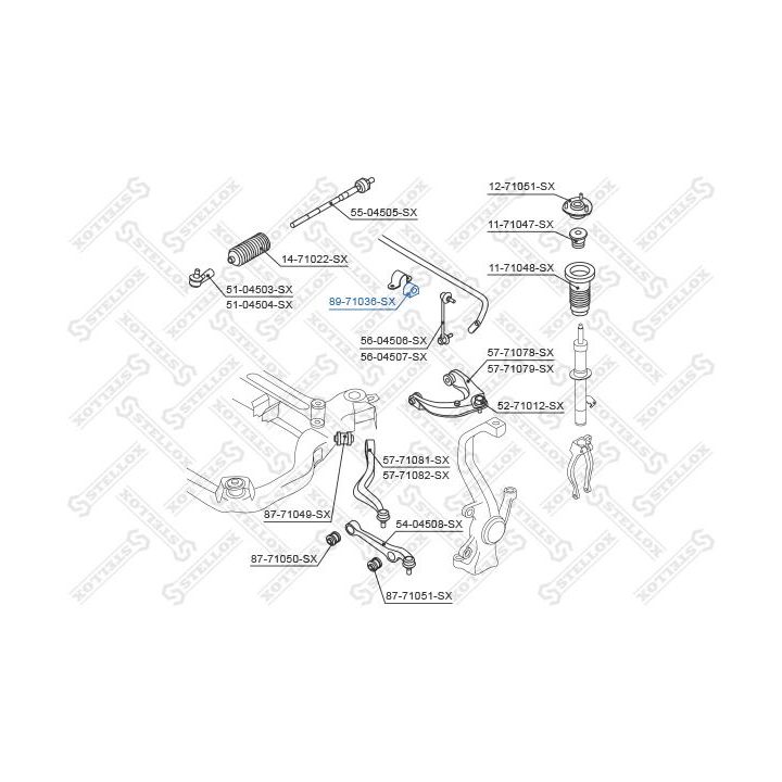 Skersinio stabilizatoriaus įvorių komplektas STELLOX 89-71036-SX