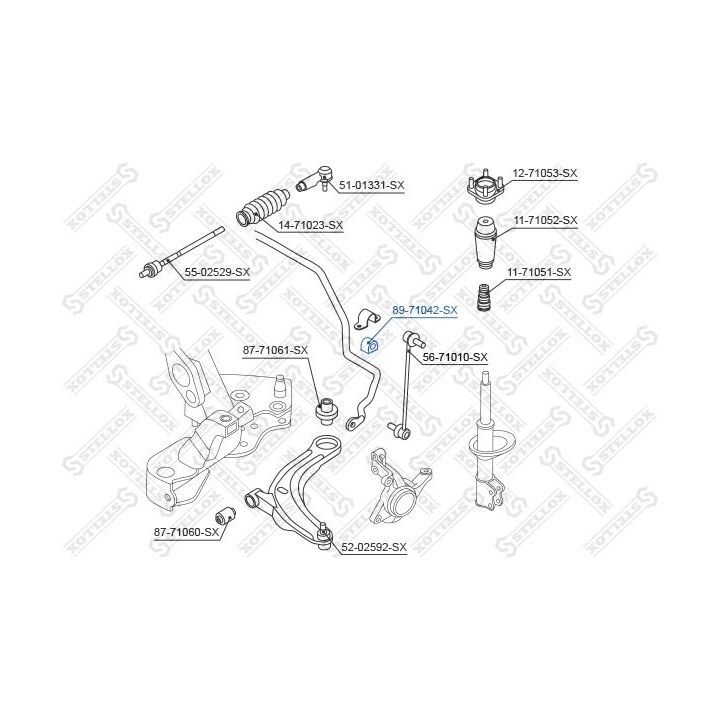 Skersinio stabilizatoriaus įvorių komplektas STELLOX 89-71042-SX