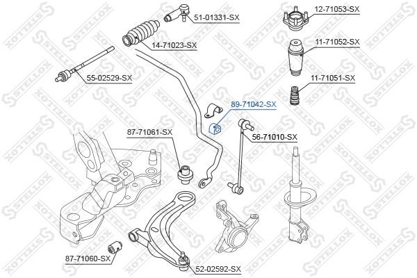 Skersinio stabilizatoriaus įvorių komplektas STELLOX 89-71042-SX