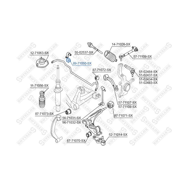 Skersinio stabilizatoriaus įvorių komplektas STELLOX 89-71050-SX