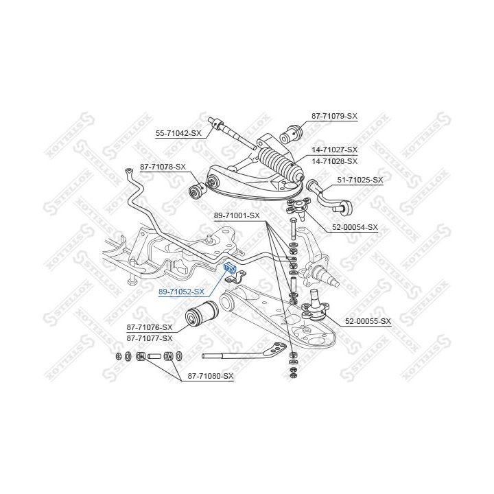 Skersinio stabilizatoriaus įvorių komplektas STELLOX 89-71052-SX