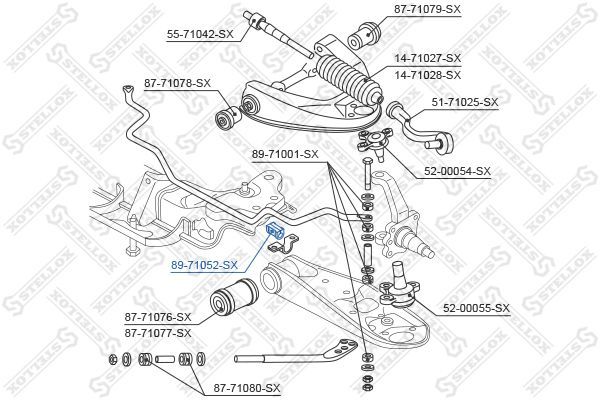 Skersinio stabilizatoriaus įvorių komplektas STELLOX 89-71052-SX
