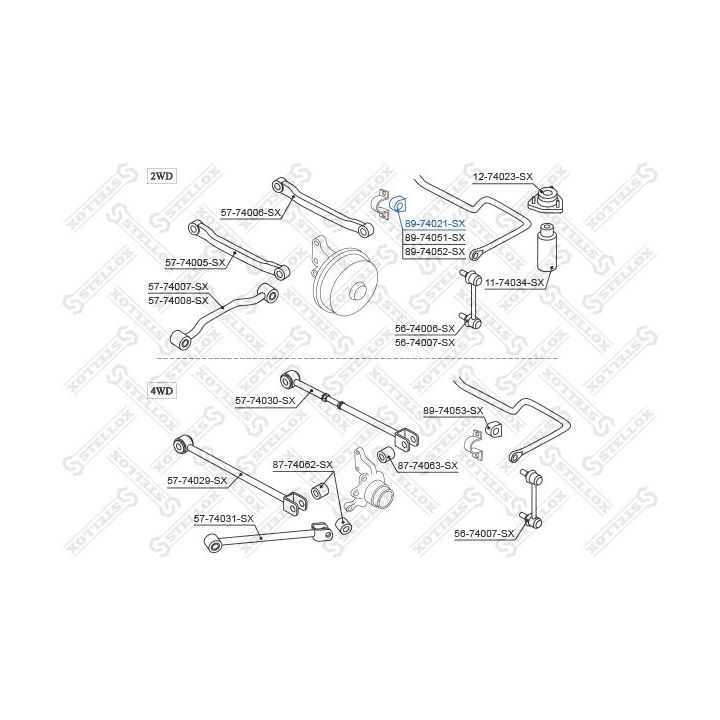 Skersinio stabilizatoriaus įvorių komplektas STELLOX 89-74021-SX