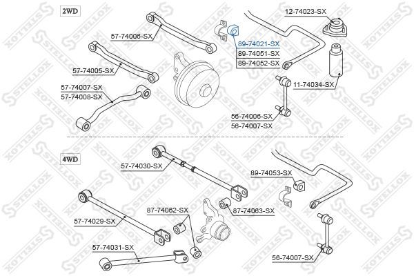 Skersinio stabilizatoriaus įvorių komplektas STELLOX 89-74021-SX