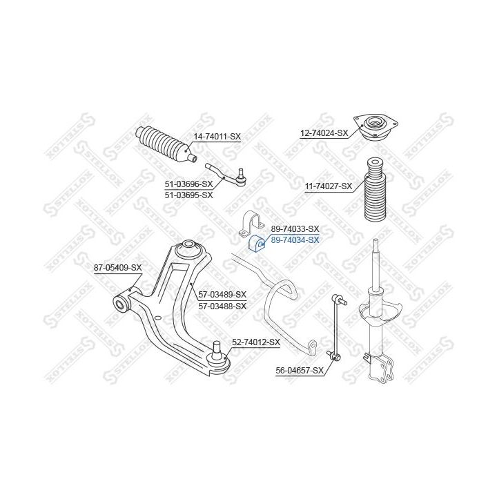 Skersinio stabilizatoriaus įvorių komplektas STELLOX 89-74034-SX
