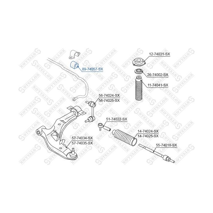Skersinio stabilizatoriaus įvorių komplektas STELLOX 89-74057-SX