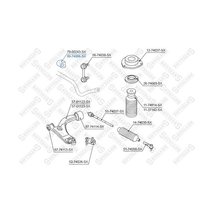 Skersinio stabilizatoriaus įvorių komplektas STELLOX 89-74086-SX