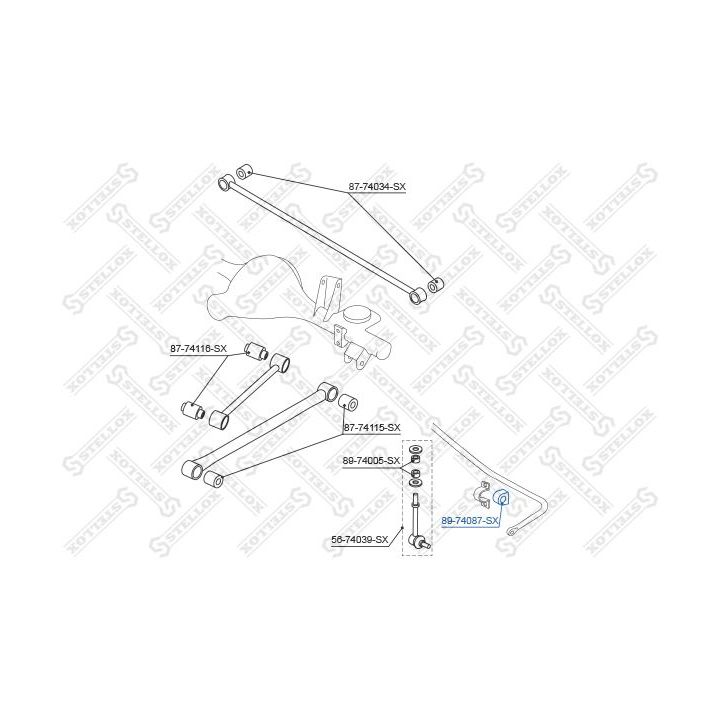 Skersinio stabilizatoriaus įvorių komplektas STELLOX 89-74087-SX