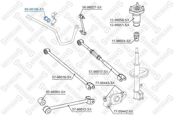 Skersinio stabilizatoriaus įvorių komplektas STELLOX 89-98106-SX