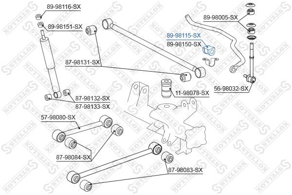 Skersinio stabilizatoriaus įvorių komplektas STELLOX 89-98115-SX