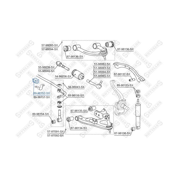 Skersinio stabilizatoriaus įvorių komplektas STELLOX 89-98152-SX
