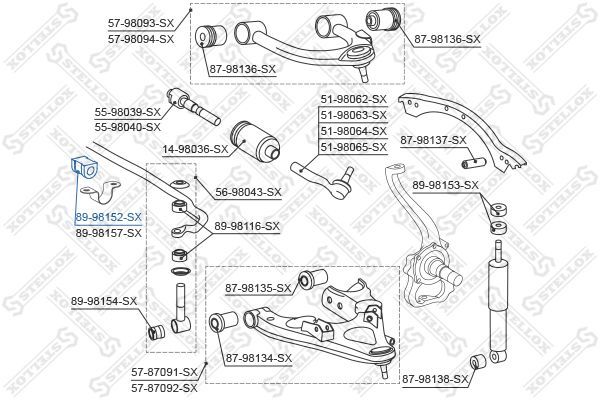 Skersinio stabilizatoriaus įvorių komplektas STELLOX 89-98152-SX