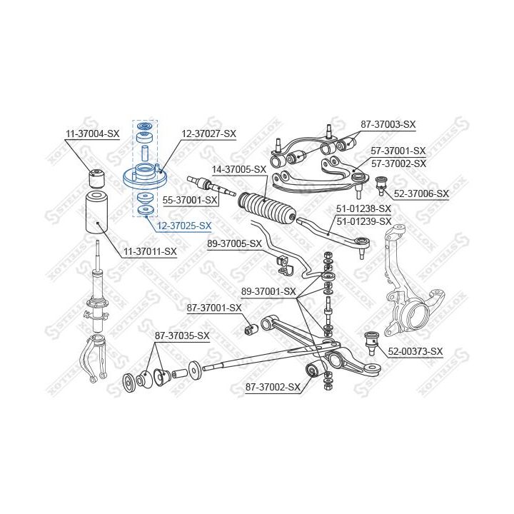 Remonto komplektas, pakabos statramstis STELLOX 12-37025-SX